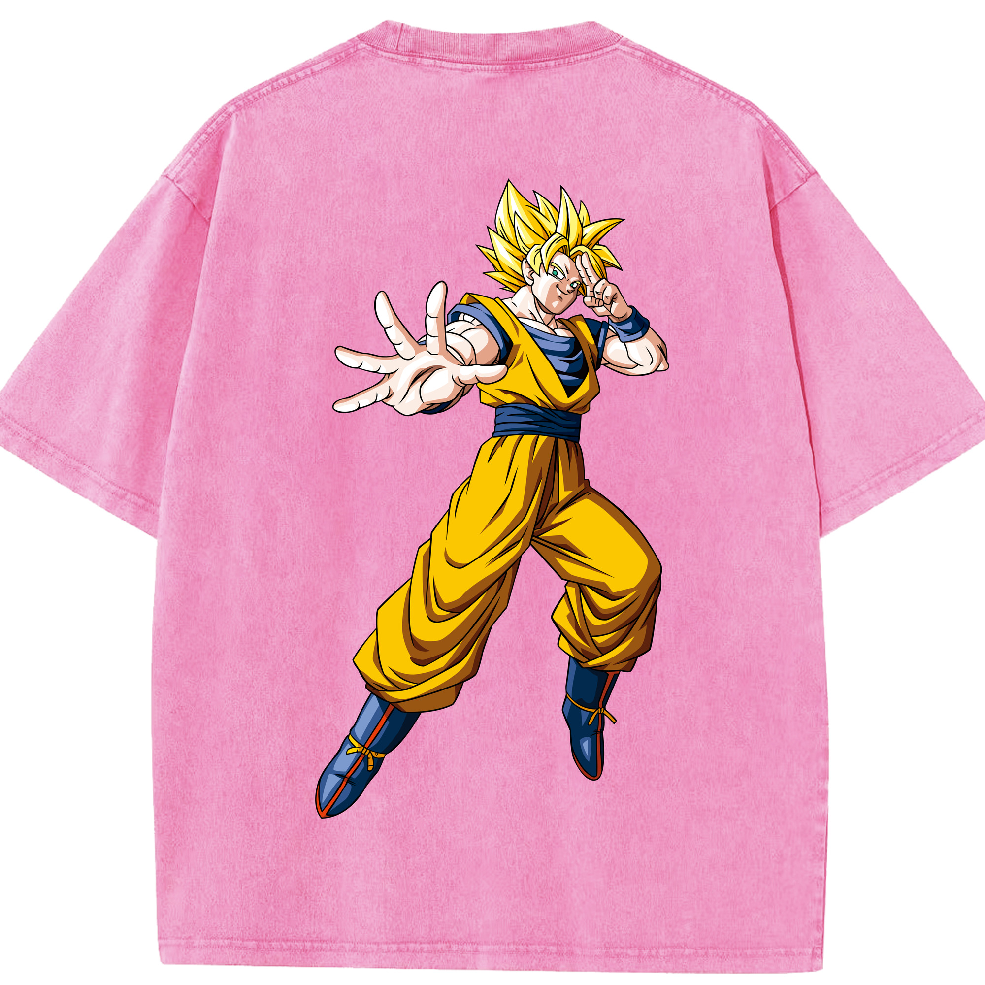 （画像用） ドラゴンボール 孫悟空（そん ごくう）Son Goku カカロット DRAGON BALL Kakarotto 綿100% ヴィンテージ風 半袖Tシャツ（背面プリント）